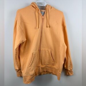 Aritzia TNA Cozy Fleece Zip Hoodie Size 1 Peach Orange